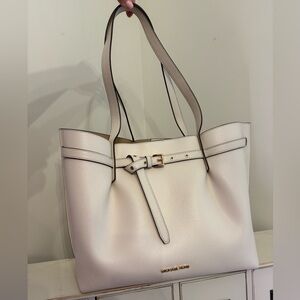 Michael Kors Cream Pebbled Leather Belt-Detail Tote